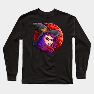 Halloween moon witch Long Sleeve T-Shirt